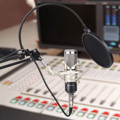 Music Microphone Set In Recording Studio